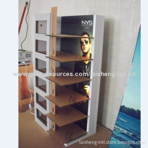 Wooden Display Shelves with Light, White Lamination